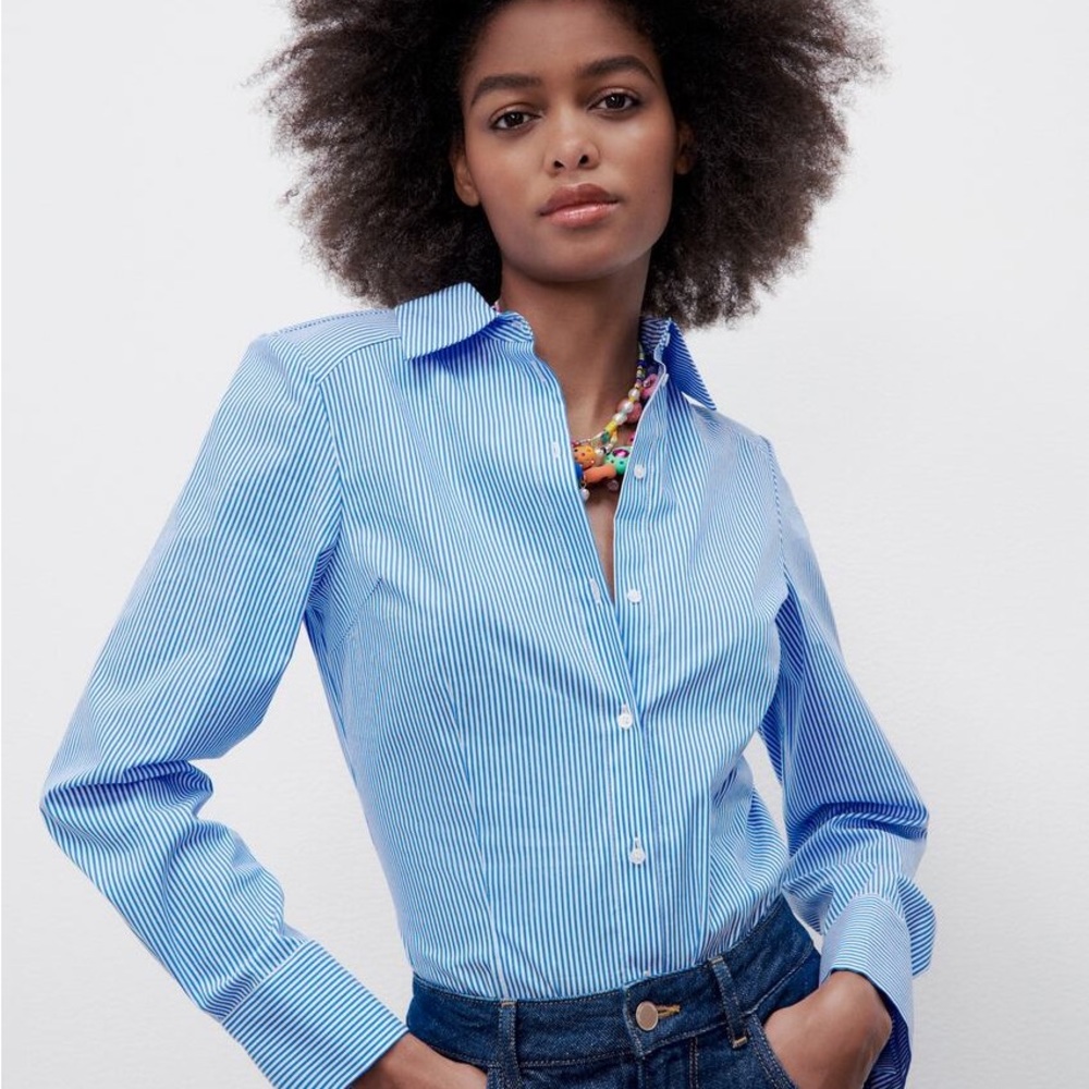 New Zara Striped Bodysuit blue and white size M